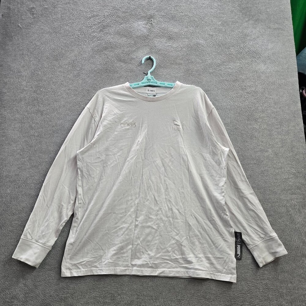 PUMA x One8 Men Shirt L White Embroidered Logo Virat‎ Kohli Long Sleeve